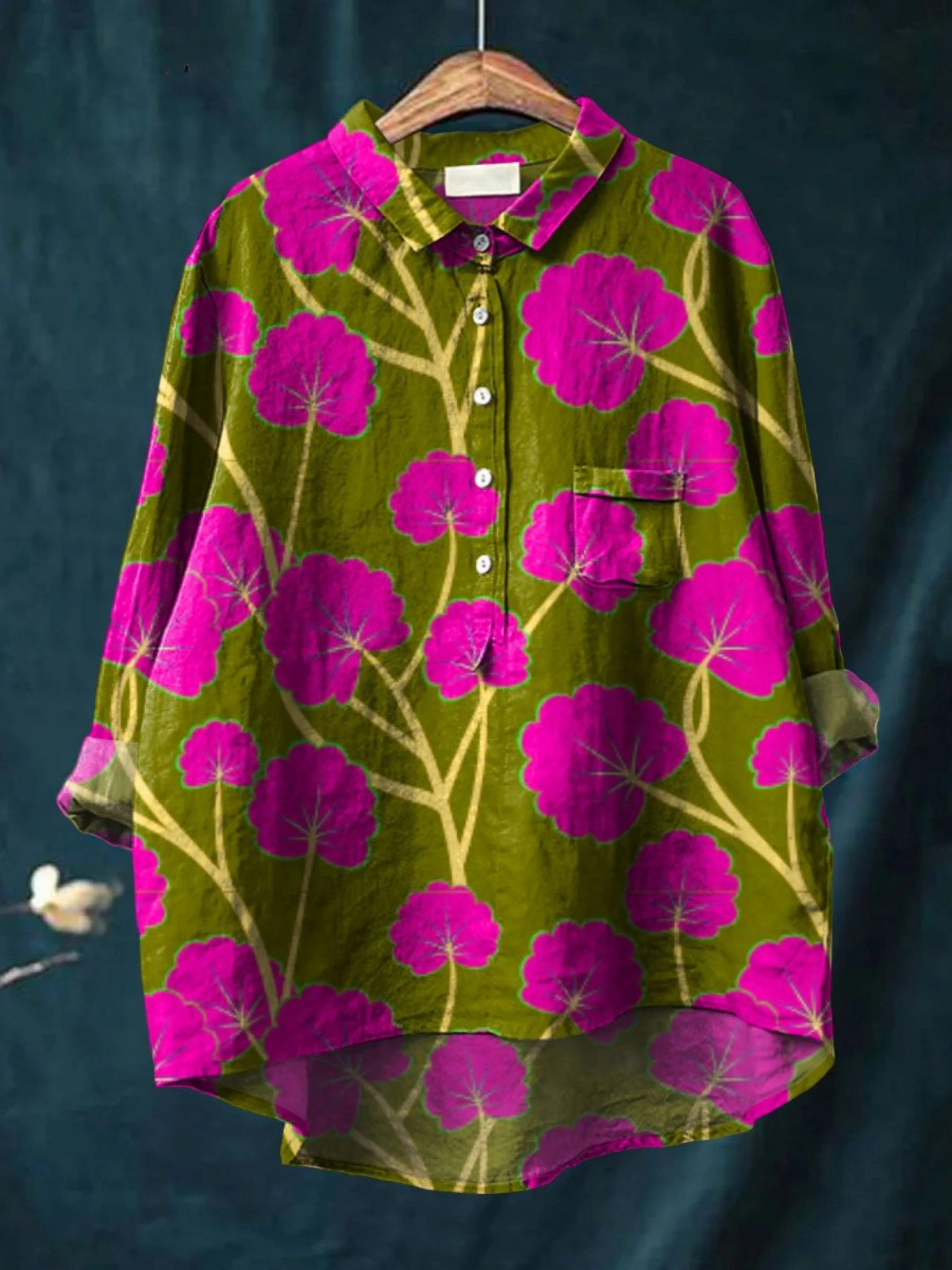 Lauren | Women's Vintage Flower Art Print Casual Shirt