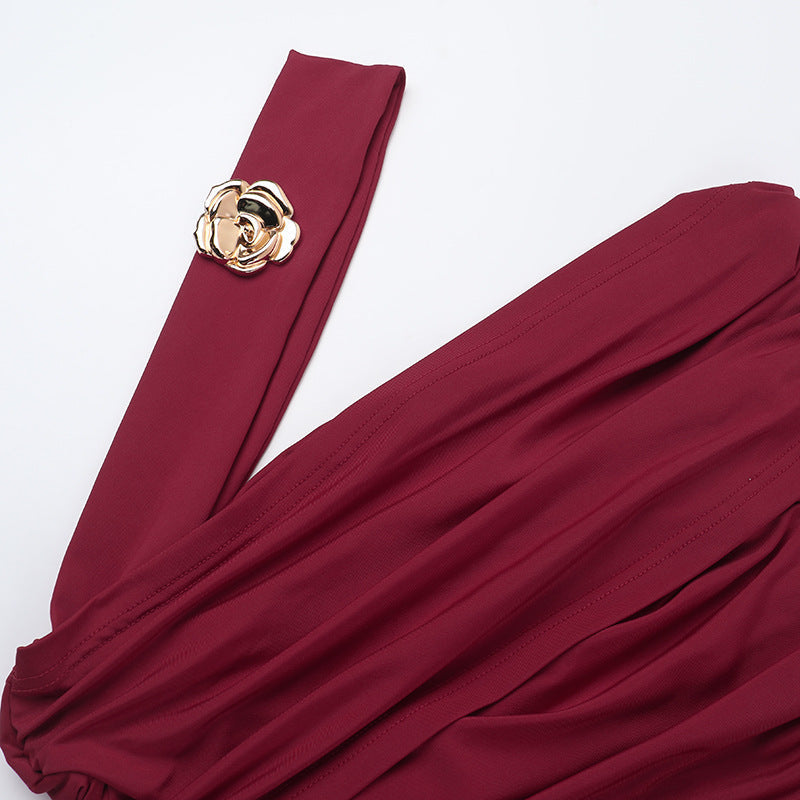 Horres Midi Dress-Maroon