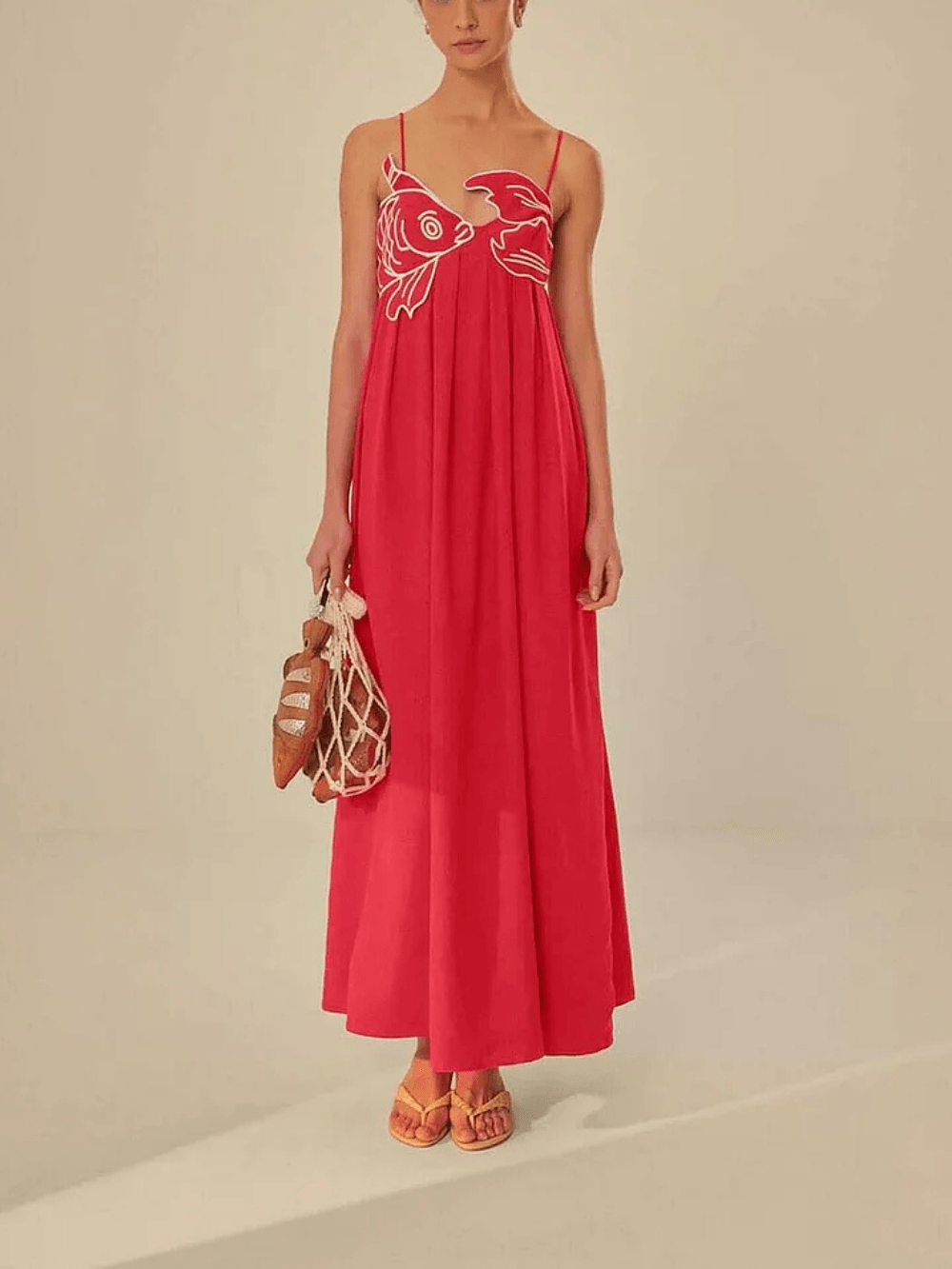Fish Top Maxi Dress Red