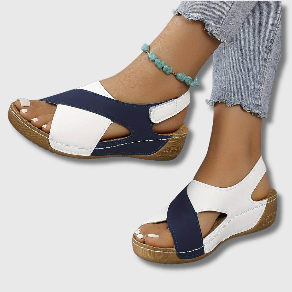 Open Toe Ankle Strap Wedge Sandals