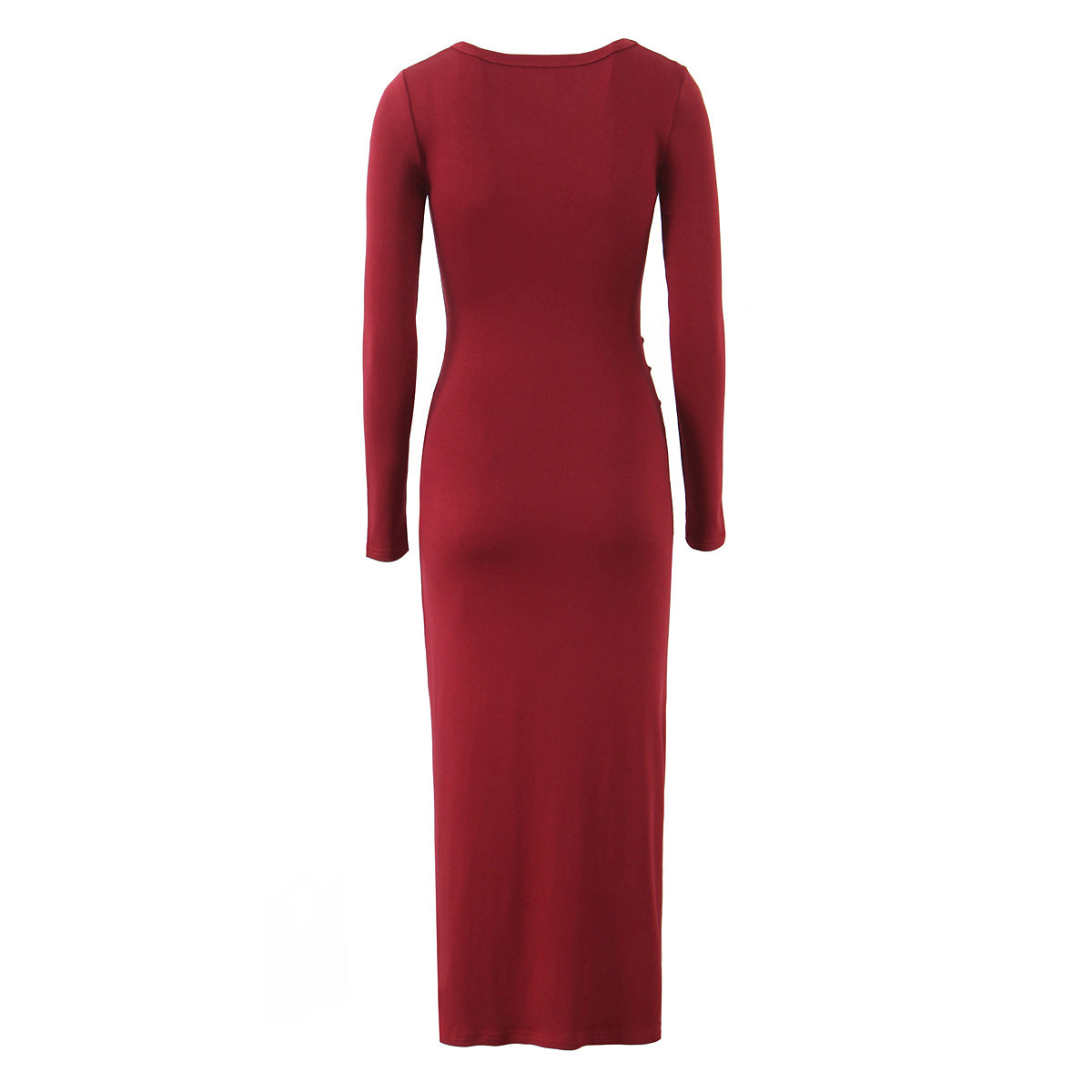 Square Neck Long Sleeve Ruched Waist Bodycon Maxi Dress 2