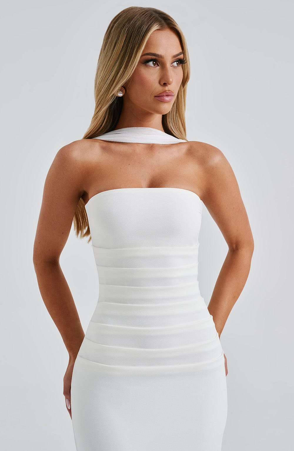 CHIC ELEGANT MAXI DRESS-WHITE