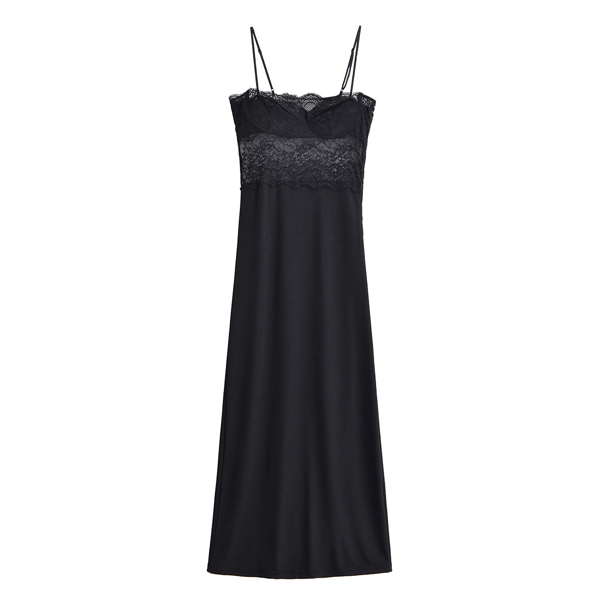 Sheer Lace Bustier Cami Cross Back Bodycon Midi Dress 4