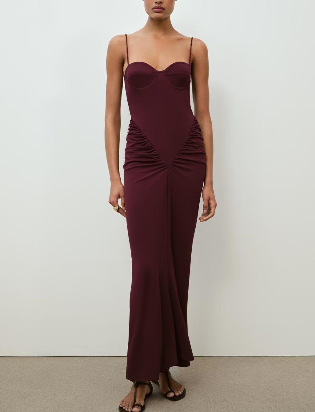 Spring Summer Sexy Slim Hip Pleated Corset Dress