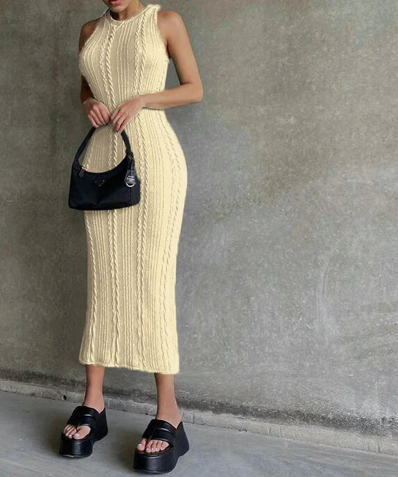 Sleeveless Crochet Knit Midi Dress - View 2