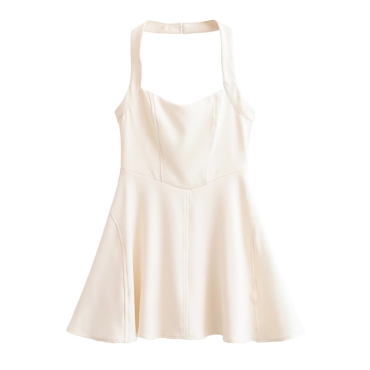 Halter Neck Sweetheart Sleeveless Fit and Flare Skater Mini Dress 2