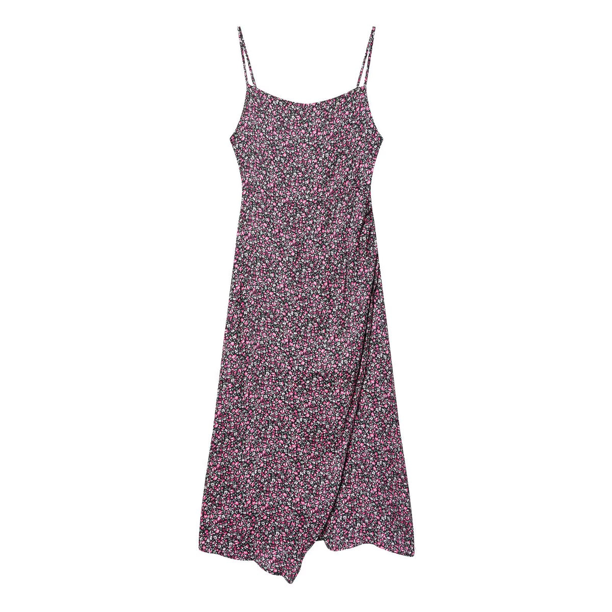 Ditsy Floral Print Scoop Neck Cami Asymmetric Hem Midi Dress 3