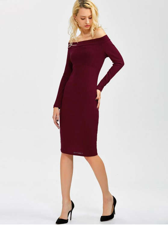 Bodycon Long Shoulder Arm Off Dress Xl / Black Dresses