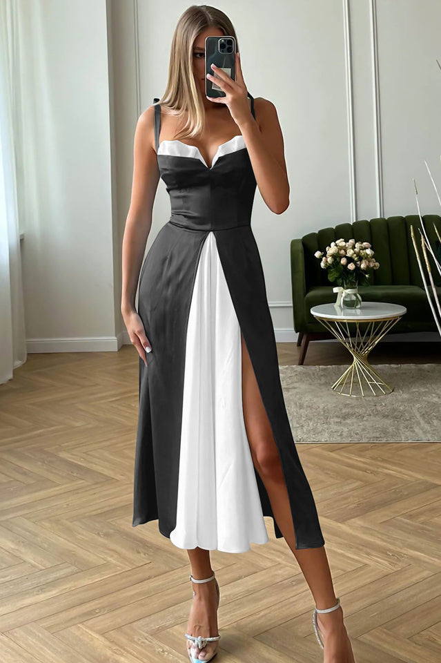High-Waist Satin Dress