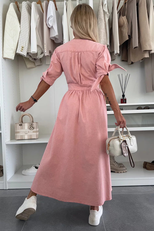 On This Sweet Day Button Down Denim Maxi Dress - 5 Colors