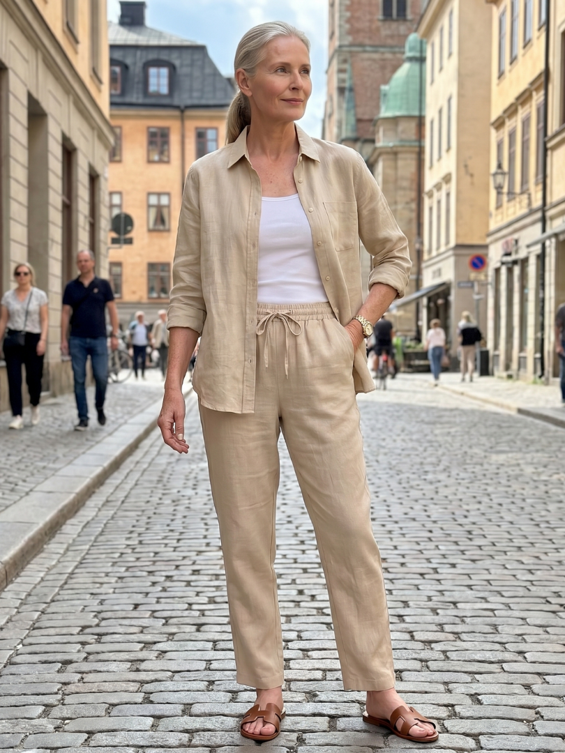Long Sleeve Shirt and Tapered Pants Two Piece Set