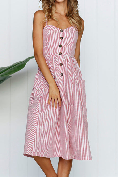 Sunflower Fit&Flare Print Midi Dress - 9 Colors Pink
