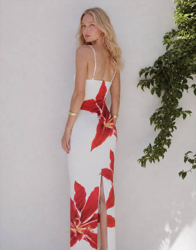 Chic Floral Strap Bodycon Vacation Dress