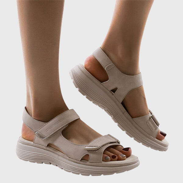 Open Toe Hook and Loop Strap Platform Sport Sandals