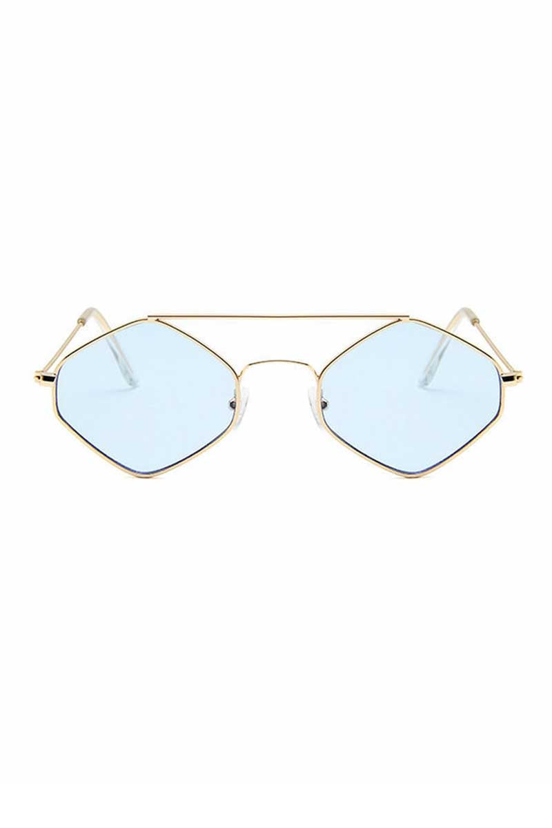 Geometric Cutout Metal Frame Tinted Lens Sunglasses