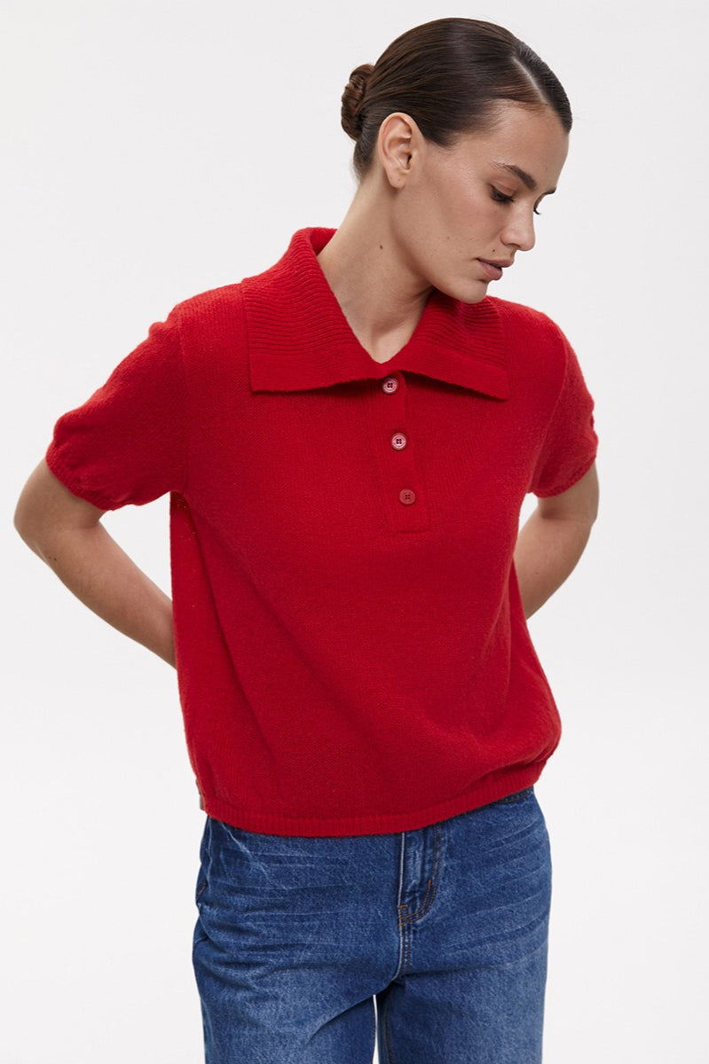 Hollow Out Polo Knit Sweater