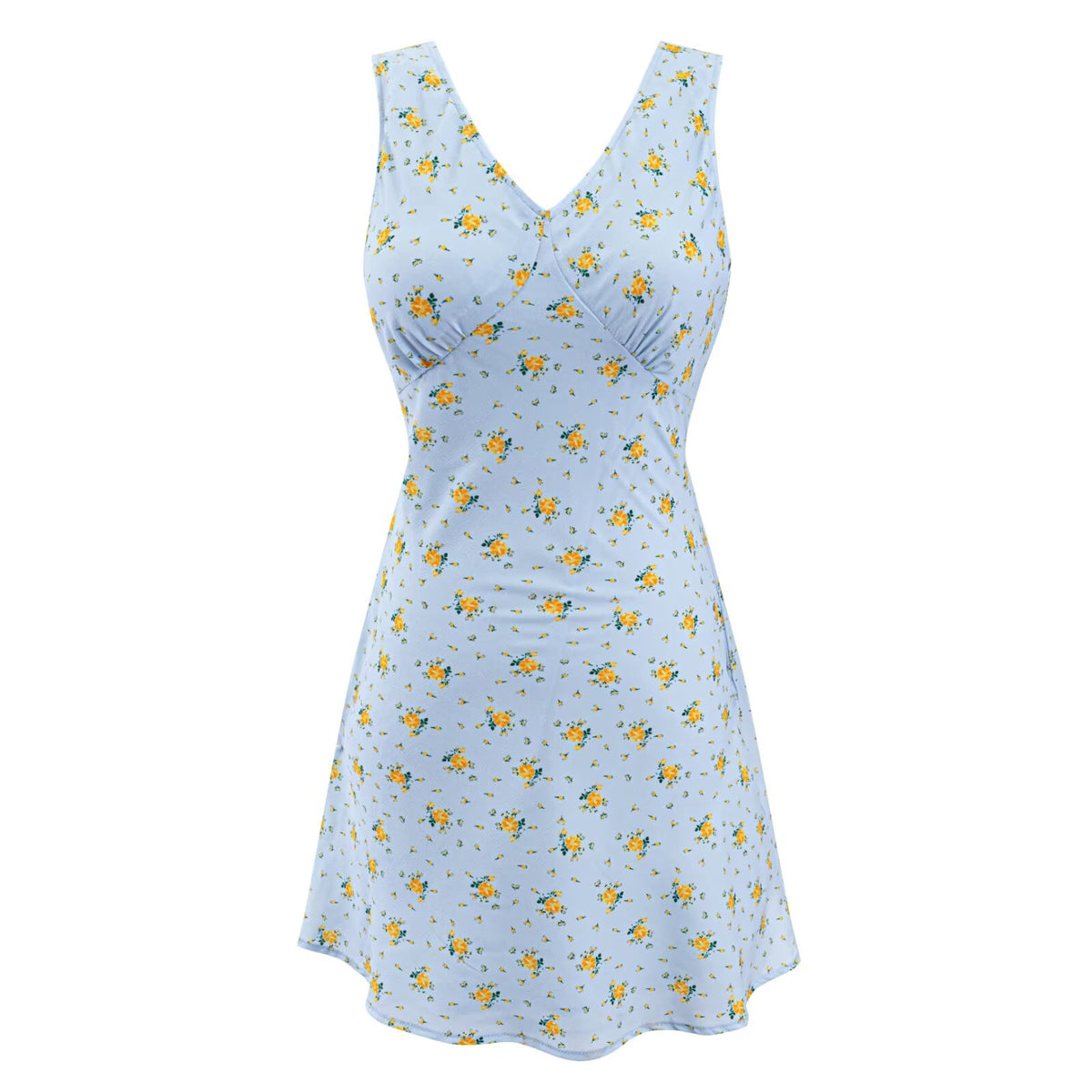 Women Clothing Summer Holiday Sleeveless Vest Dress Tea Break French Floral Dress Waist Tight