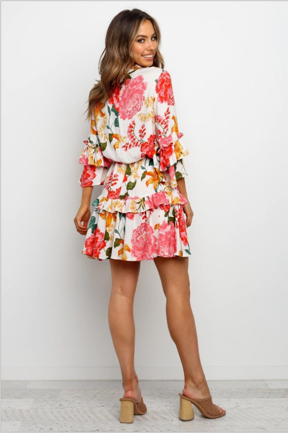Satin Ruffle Maxi Dress