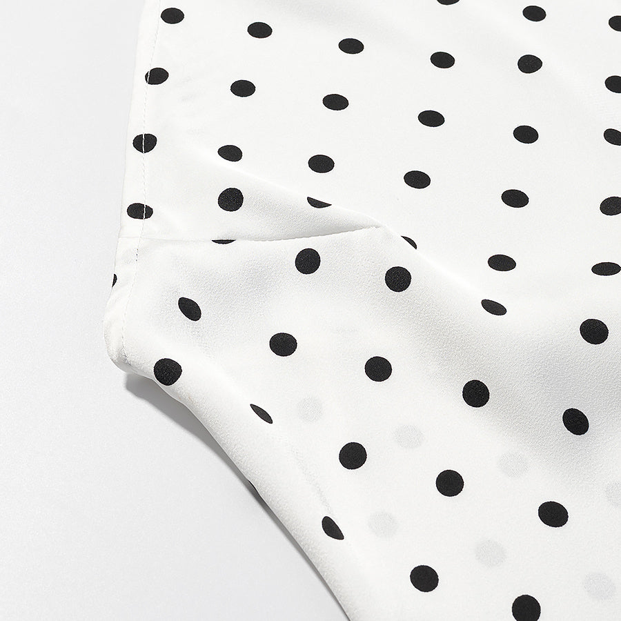Polka Dot Halter Neck Tie Back Sleeveless Shift Mini Dress 3