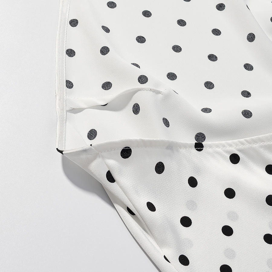 Polka Dot Halter Neck Tie Back Sleeveless Shift Mini Dress 6