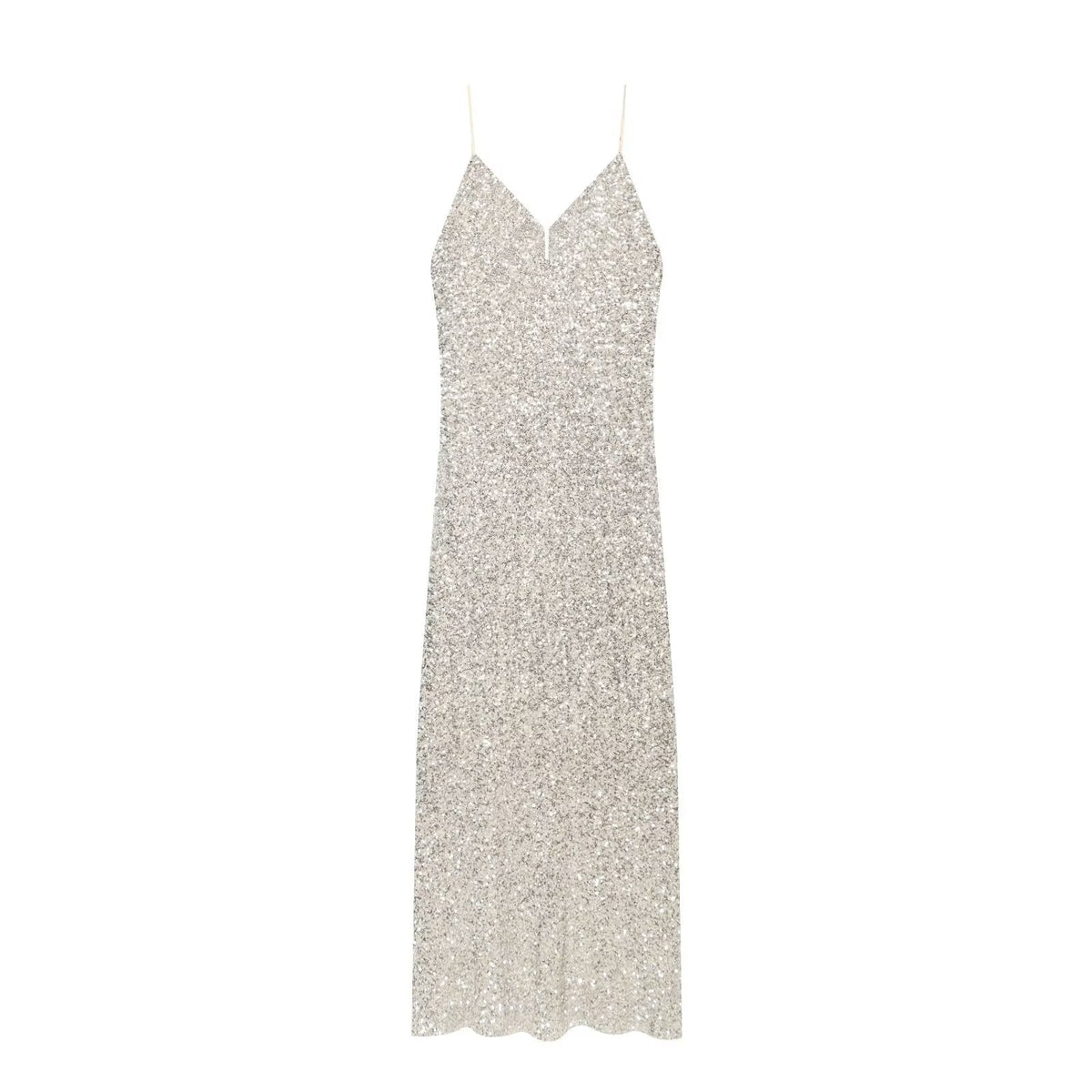 Sequin V-Neck Cami Cut Out Bust Midi Slip Dress 4