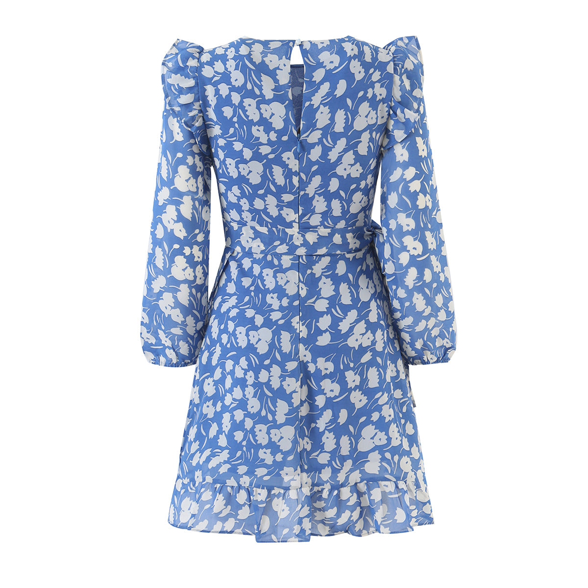 Elegant Women Retro Printed High Waist Slimming Flounce Dress