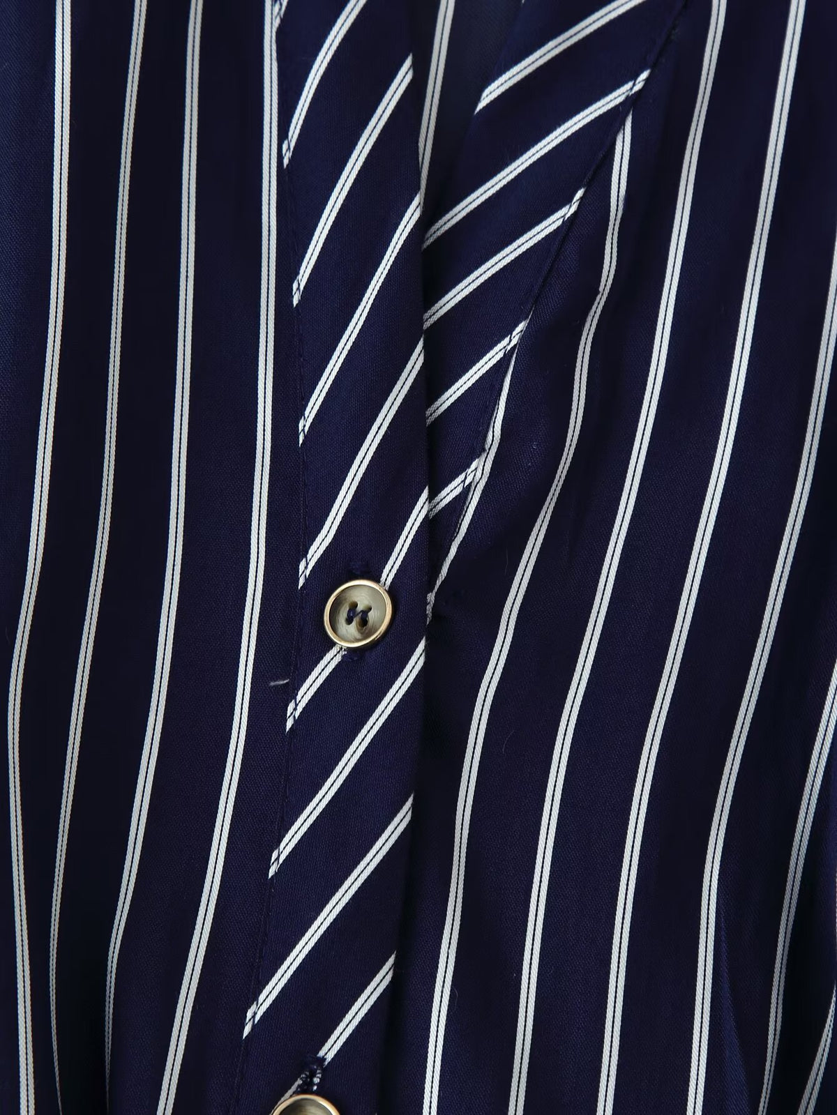 Women Clothing Autumn Winter Graceful Half Sleeve Polo Collar Stripes Belt Dress