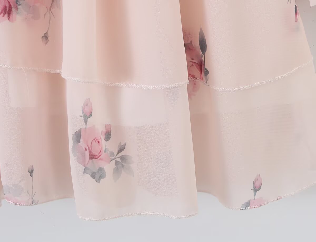 Women Fashionable Fashionable Printed V neck Lantern Sleeve Waist Dress