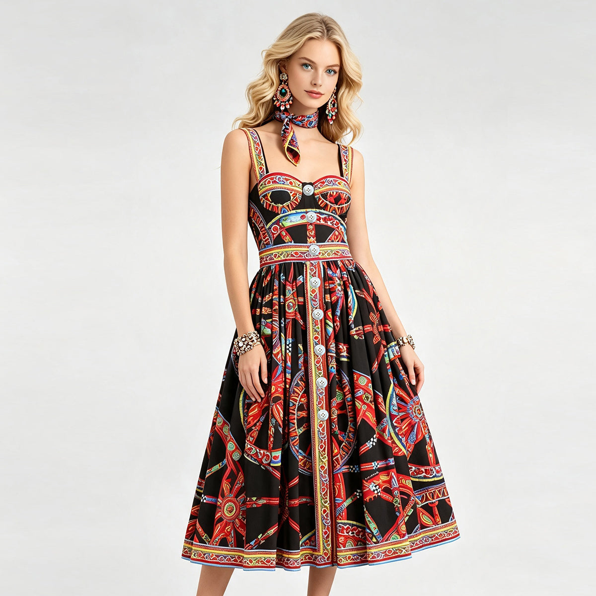 Women Summer Daily Sleeveless Printed Dress