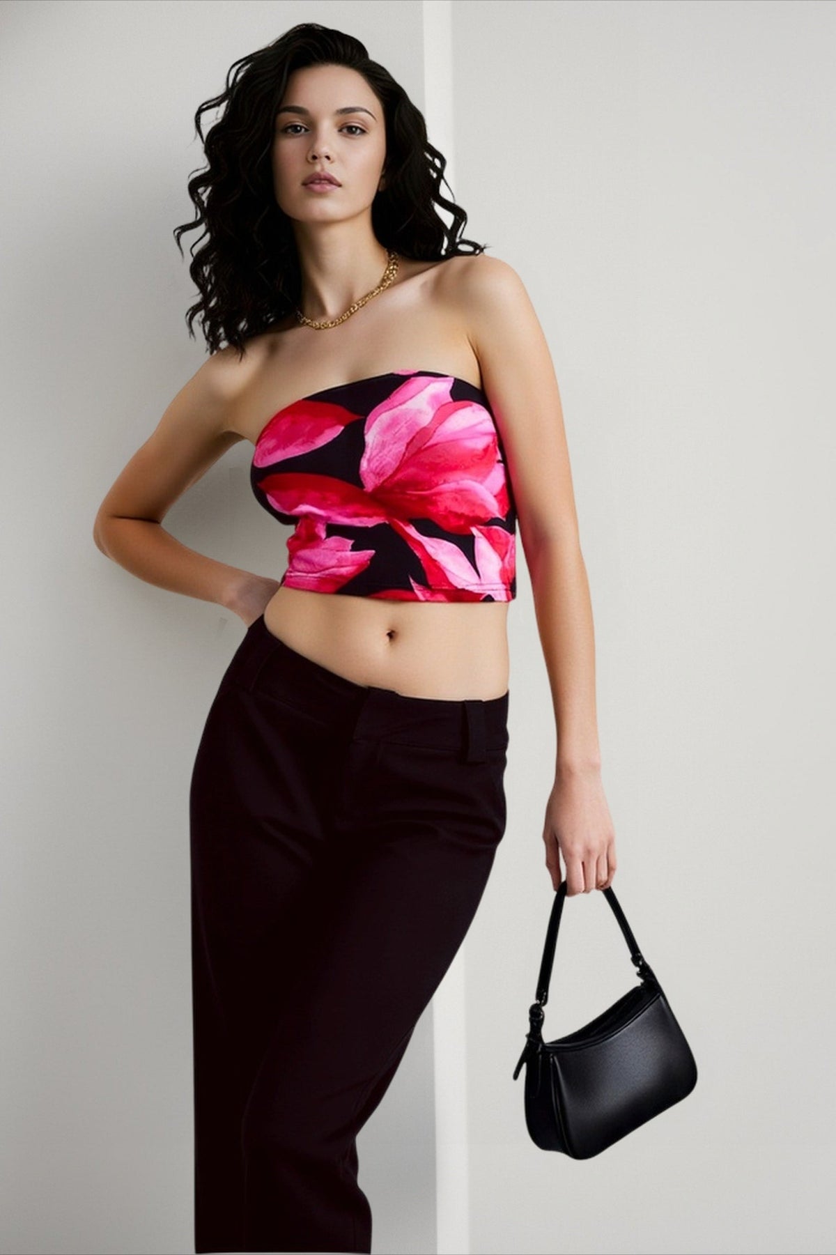 Floral Print Strapless Bandeau Cropped Tube Top 3