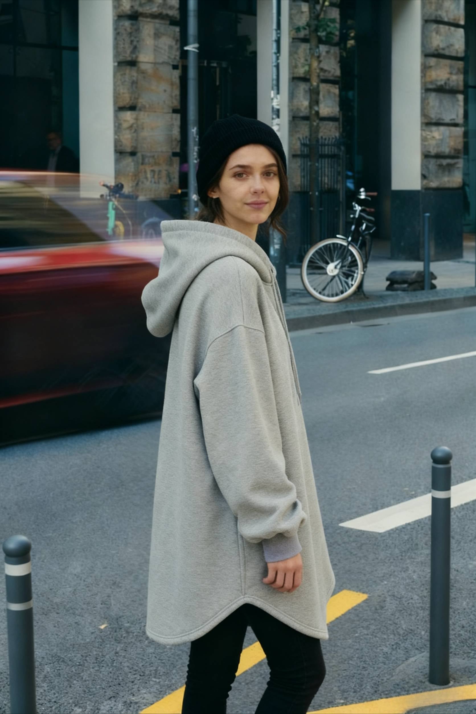 Pullover Loose Hoodie Casual Drawstring Oversized Women's Long Solid Sweatshirt Autumn Arm Streetwear