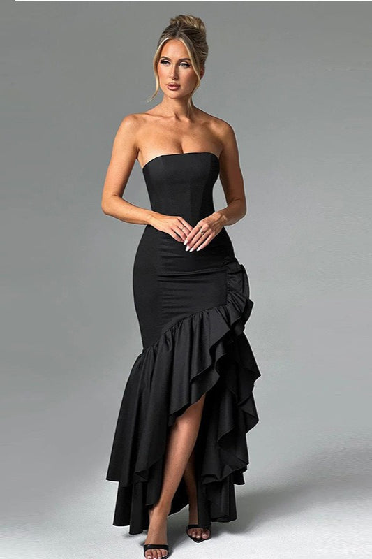 Elegant Strapless Slit Backless Bodycon Cocktail Dress 4