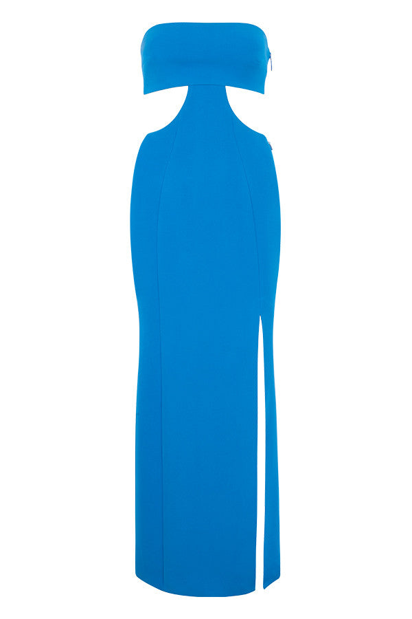 Strapless Side Cut Out High Split Column Maxi Dress 9