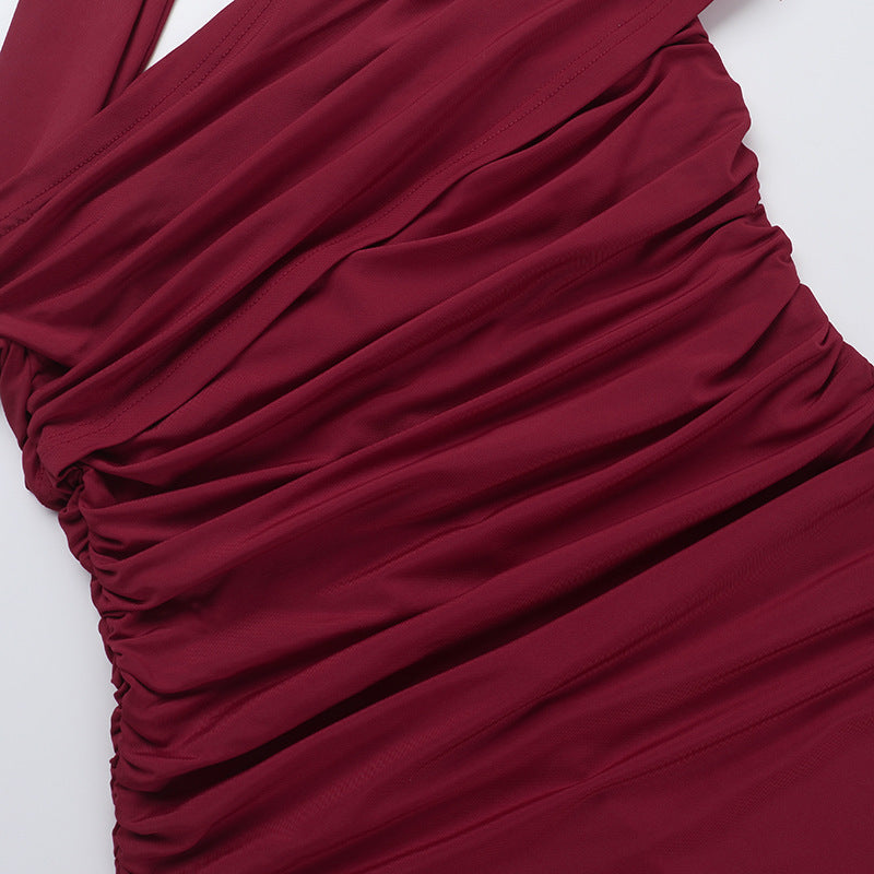 Horres Midi Dress-Maroon