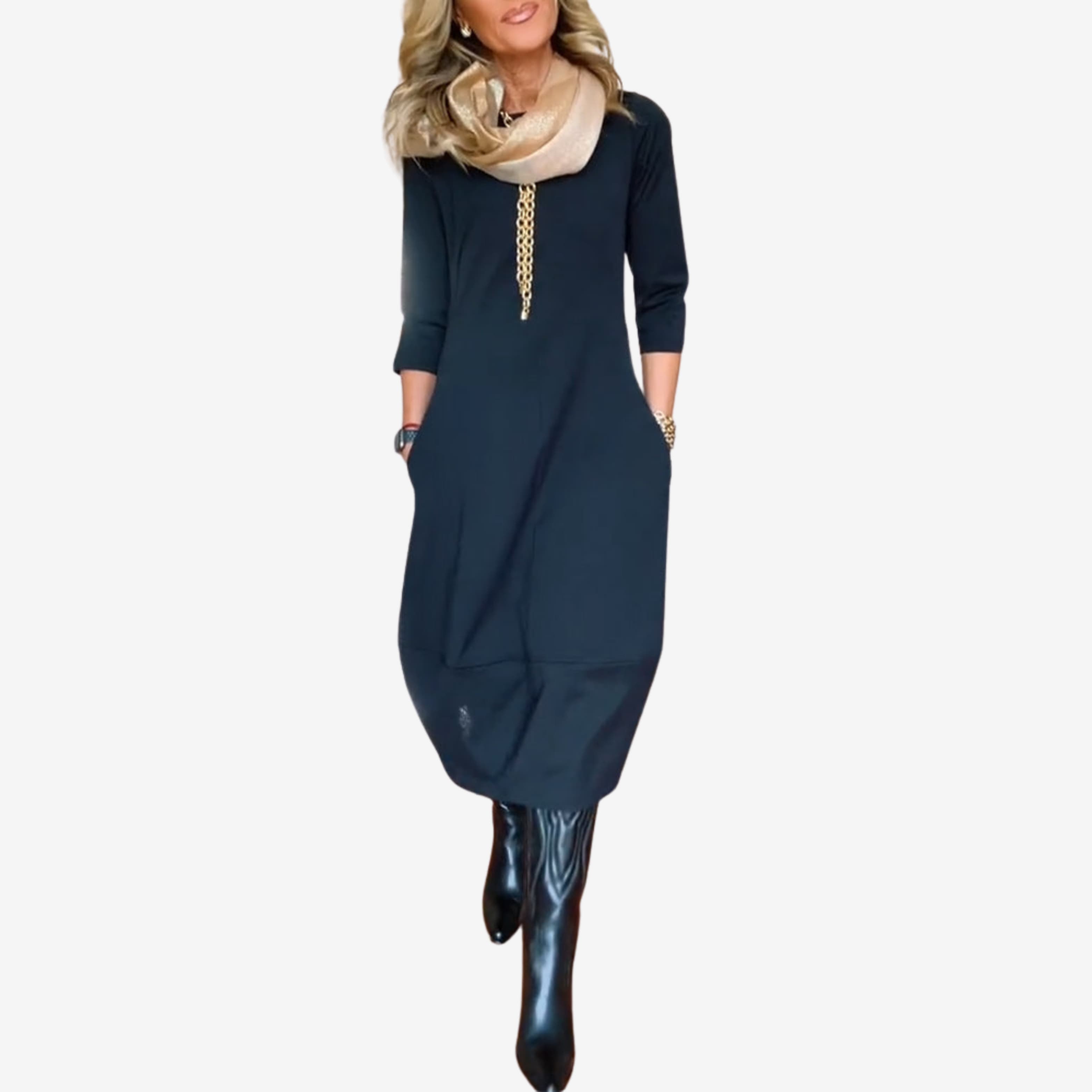 Poppy | Casual Elegance Dress Navy Blue