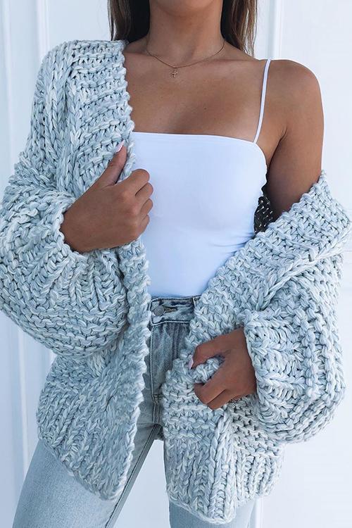 Puff Sleeve Loose Cardigan