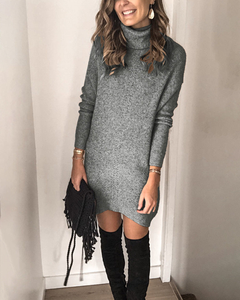 Kannon Turtleneck Sweater Dress Slate FINAL