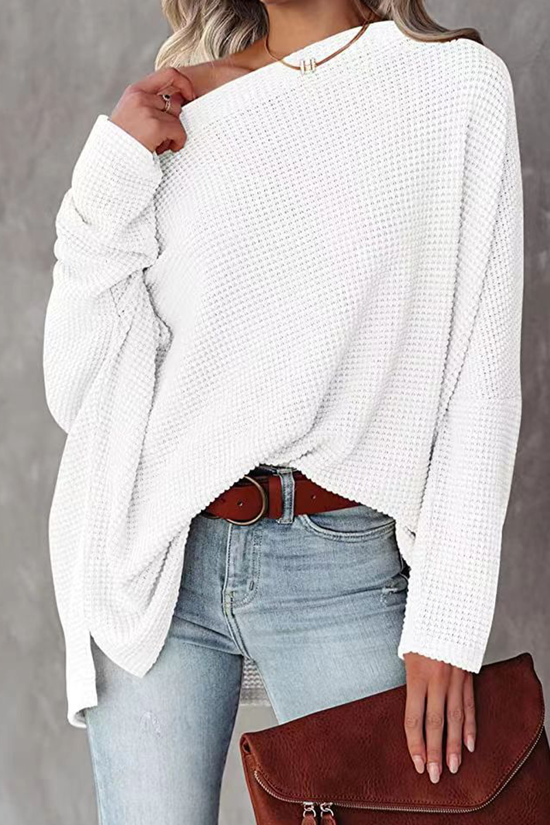 Boat Neck Thermal Knit Top