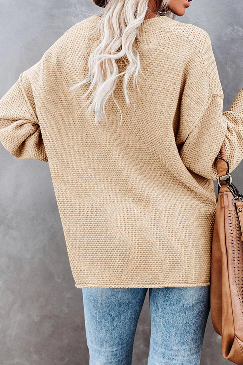 Waffle Knit Henley Sweater