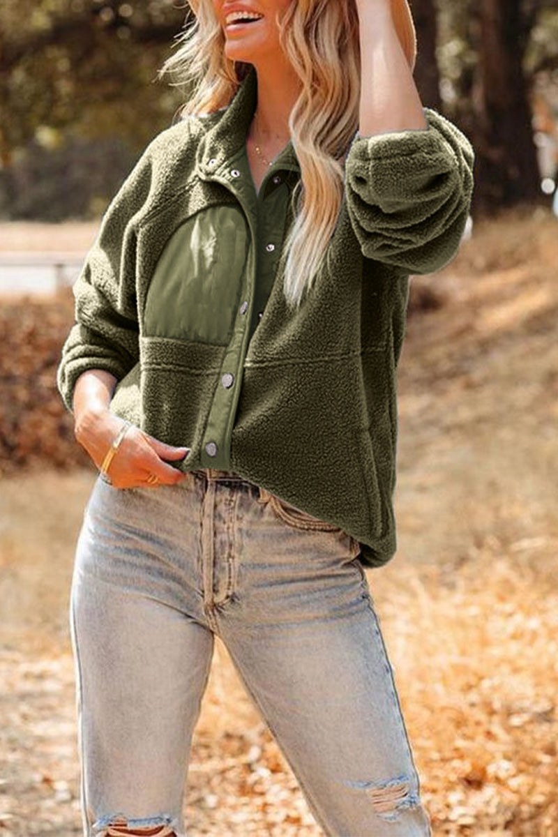 Button Pockets Fleece Jacket