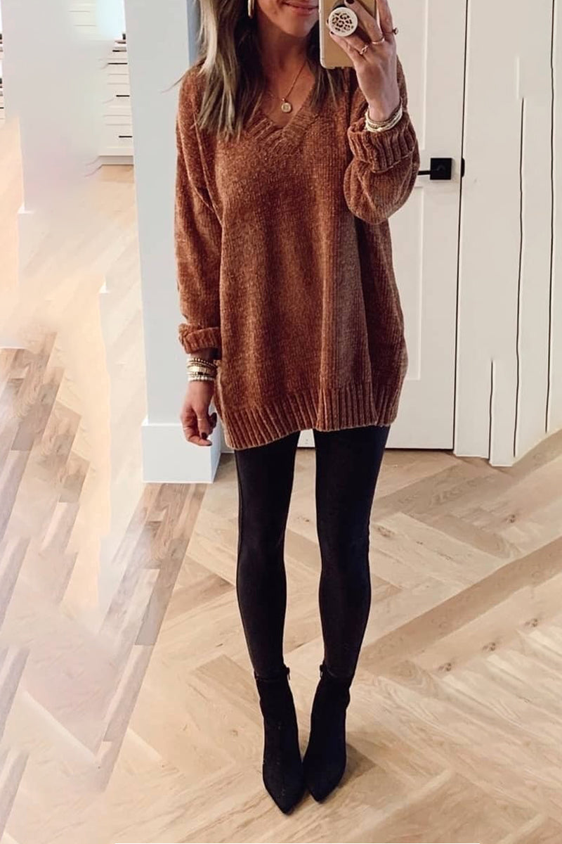 Solid Color V Neck Sweaters(5 Colors)