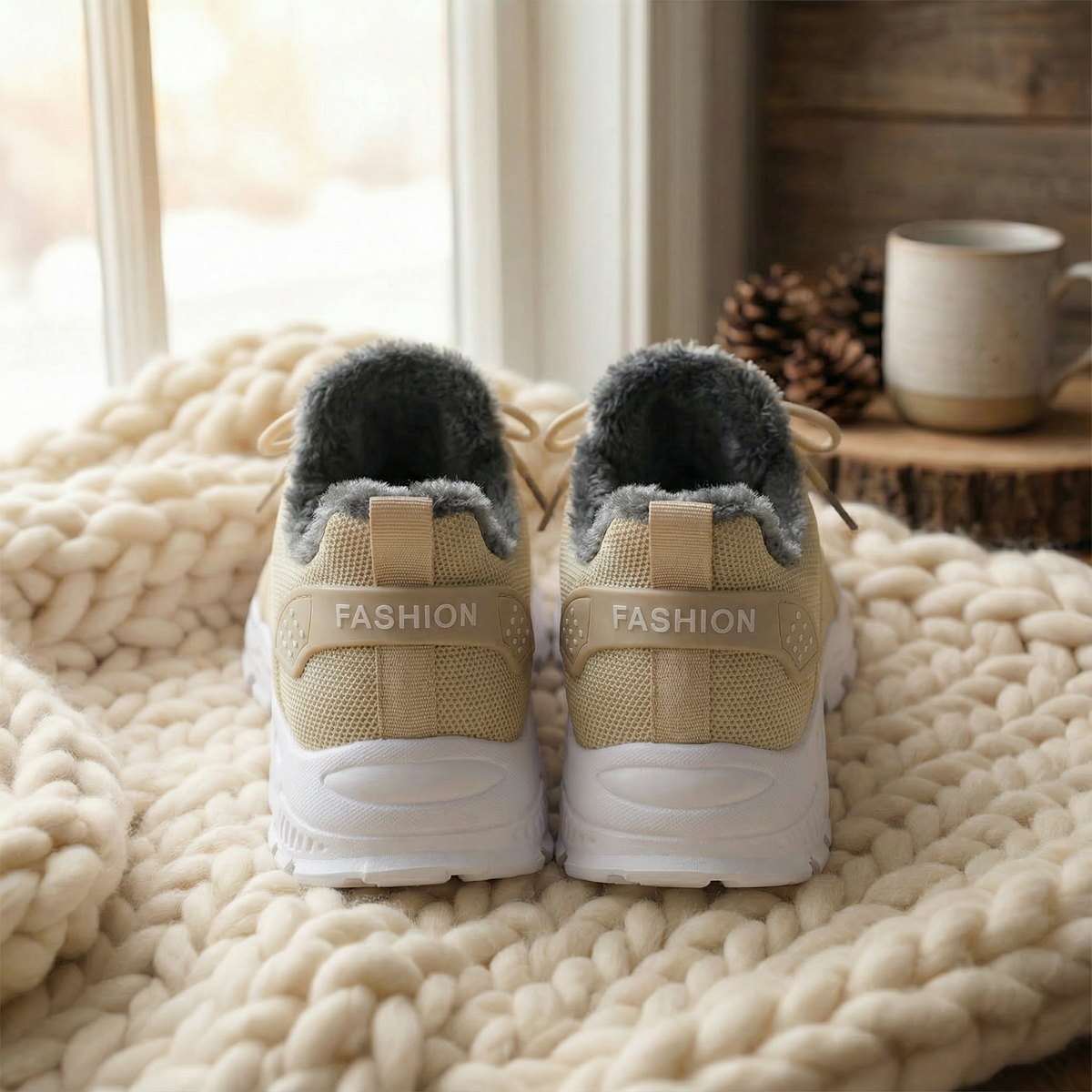 Lace Up Fleece Lined Chunky Sneakers