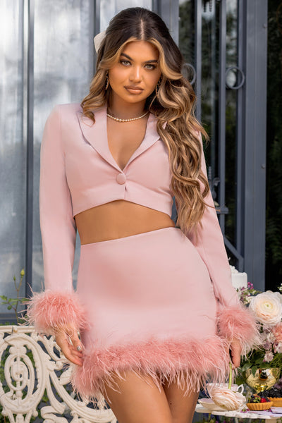 FEATHER TRIM MINI SKIRT