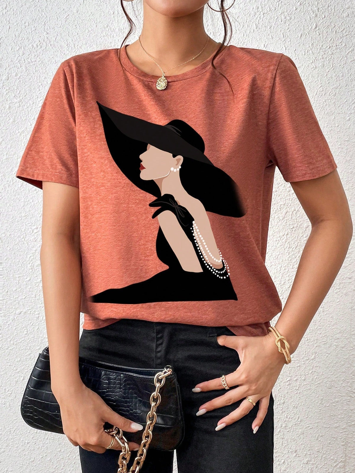 Crew Neck Short Sleeve Figure Graphic Print T-Shirt Top