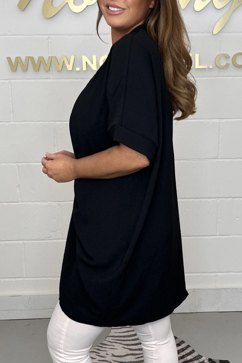 Casual Solid Patchwork Fold V Neck Dresses