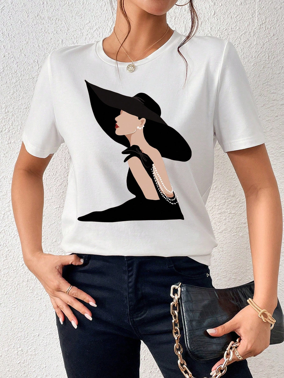 Crew Neck Short Sleeve Figure Graphic Print T-Shirt Top 6