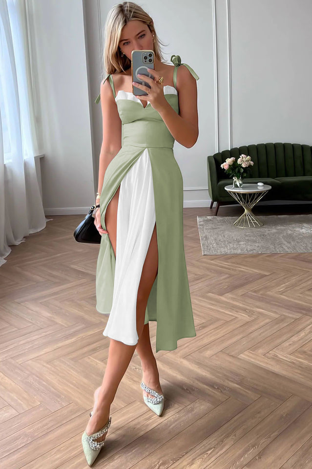 High Waist Satin Wrap Dress | Dress In Beauty