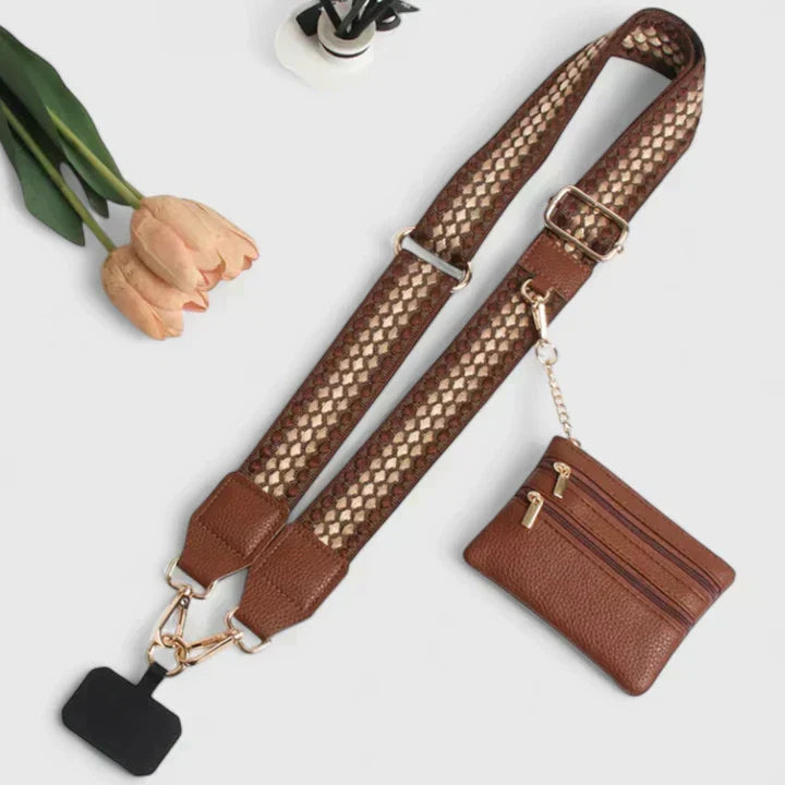 Adjustable Crossbody Phone Strap with Card Pouch
