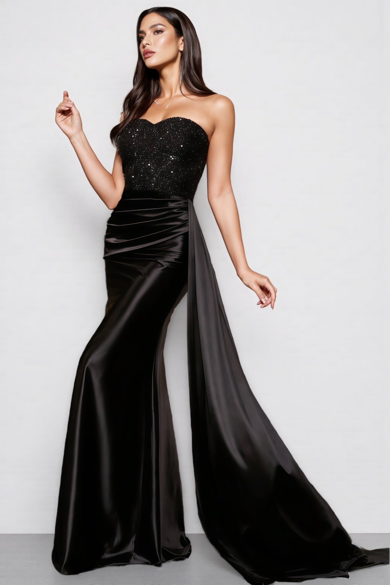 Brontane Black Sheath Sequin Maxi Dress - View 4