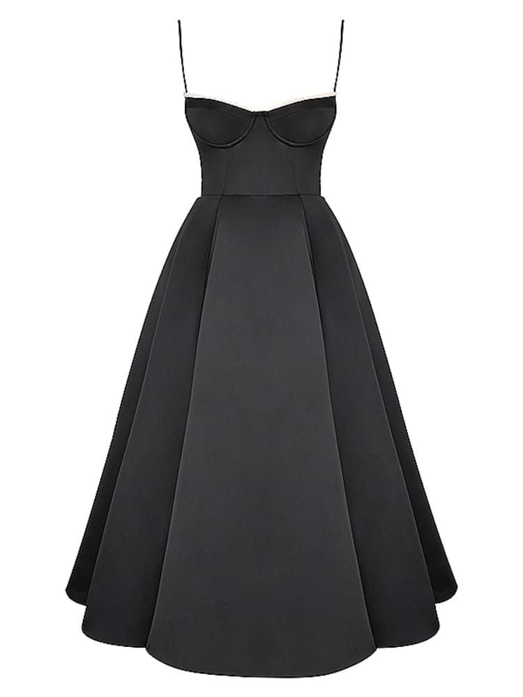 Black Tulle Midi Dress - View 9